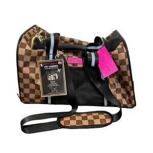 Betsey Johnson Brown and Black Checkered Pet Carrier